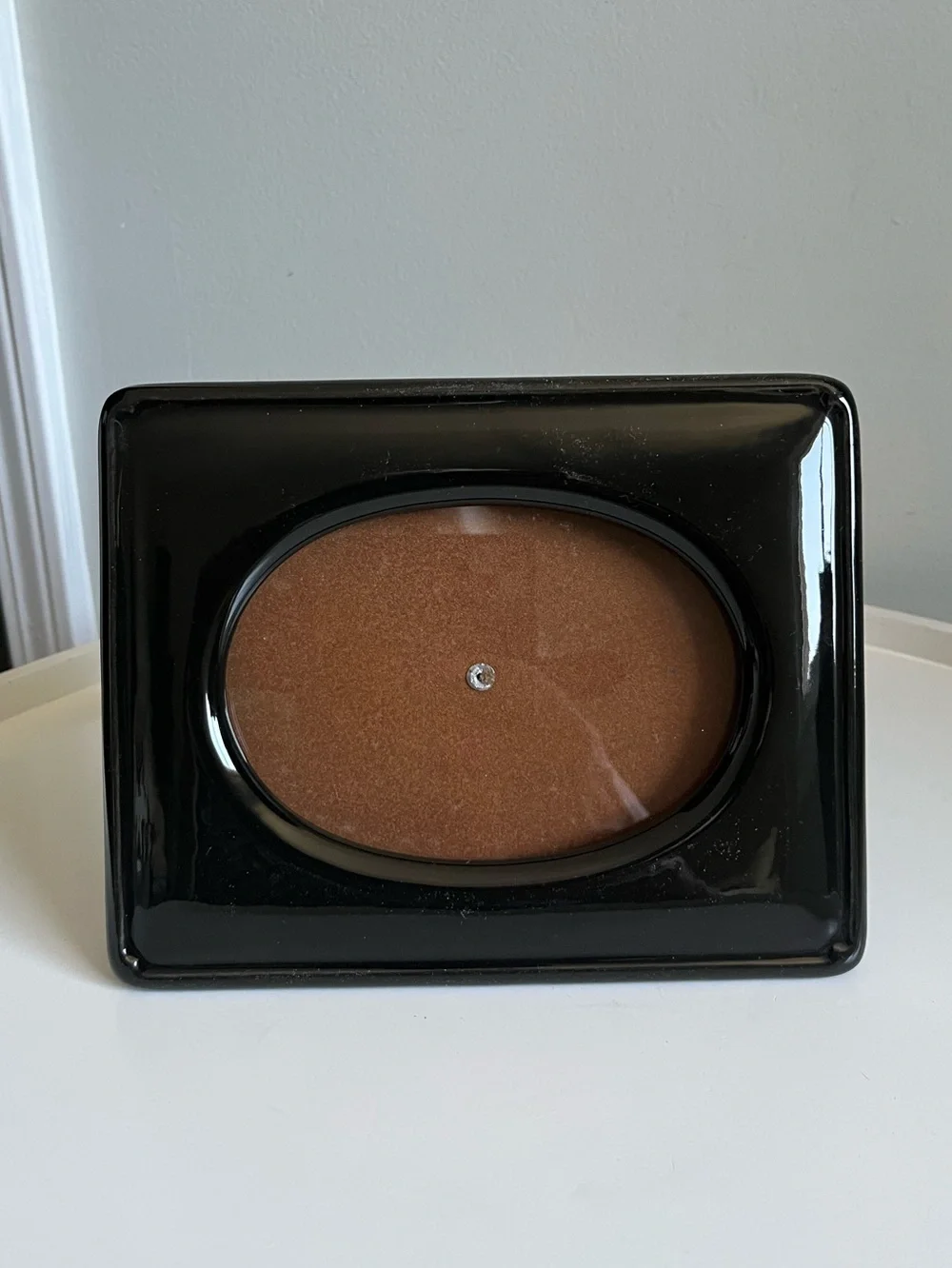 Vintage Black Ceramic Picture Frame Oval Opening